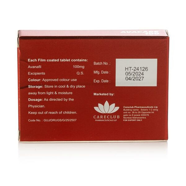 Avacare 100 (Аванафил) 4 табл. х 100 мг.